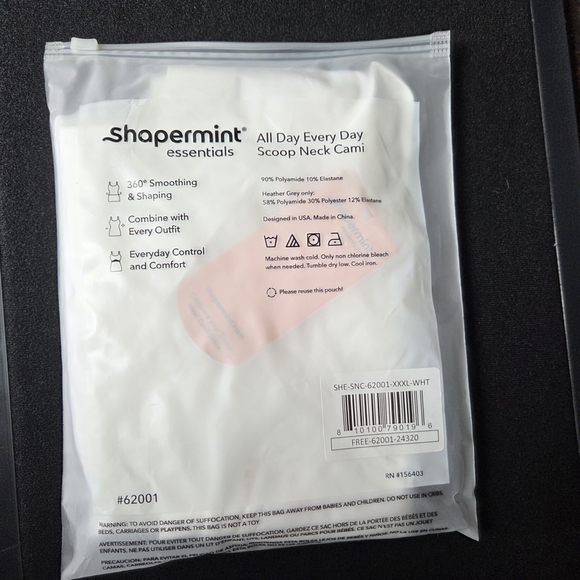 Shapermint Essentials Scoop Neck Cami XXXL White - Picture 2 of 4